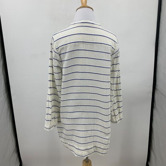 J Crew Striped Tunic Shirt Womens XS Extra Small Low Cut V Neck 3/4 Sleeves Top - Picture 5 of 11